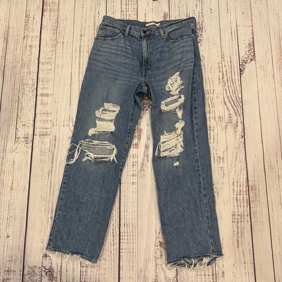 Levi's Denim - Levi’s ’94 Baggy Ripped High Rise Straight Jeans Raw Hem W31